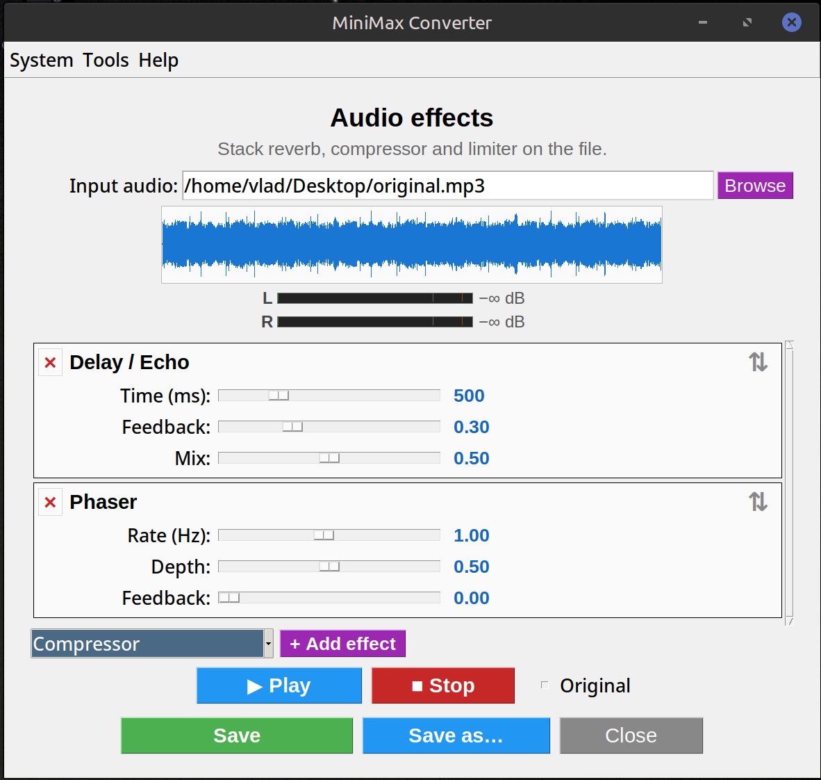 Audio FX Chain — Effects Rack — screenshot