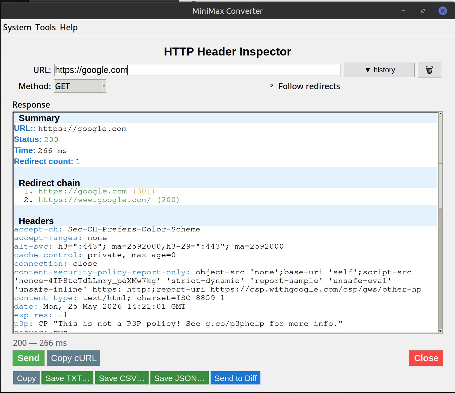HTTP Header Inspector — See What Servers Are Sending — screenshot
