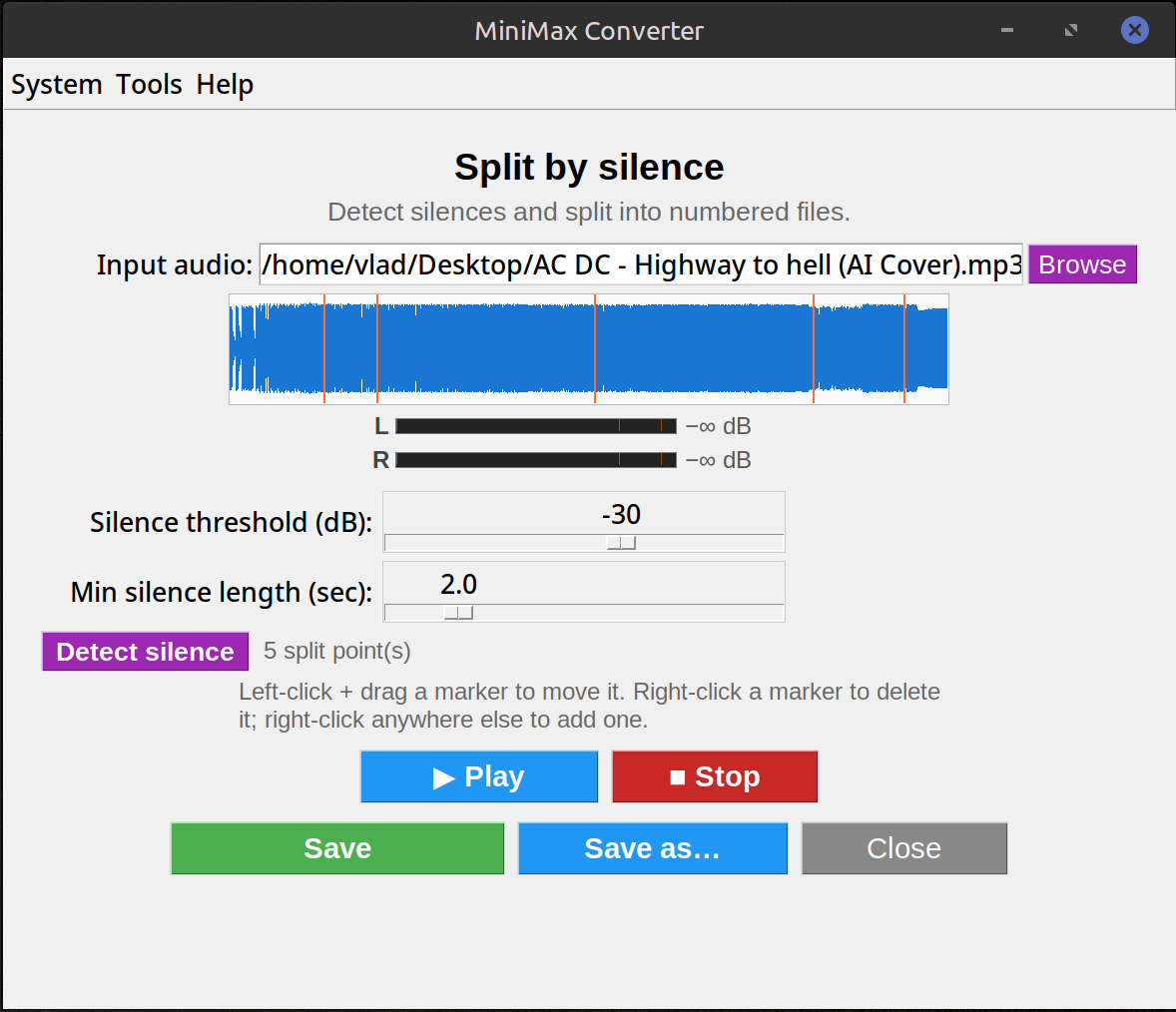Split Audio Files by Silence screenshot