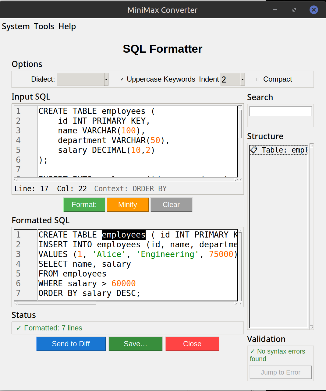 SQL Formatter — Prettify Ugly Queries — screenshot